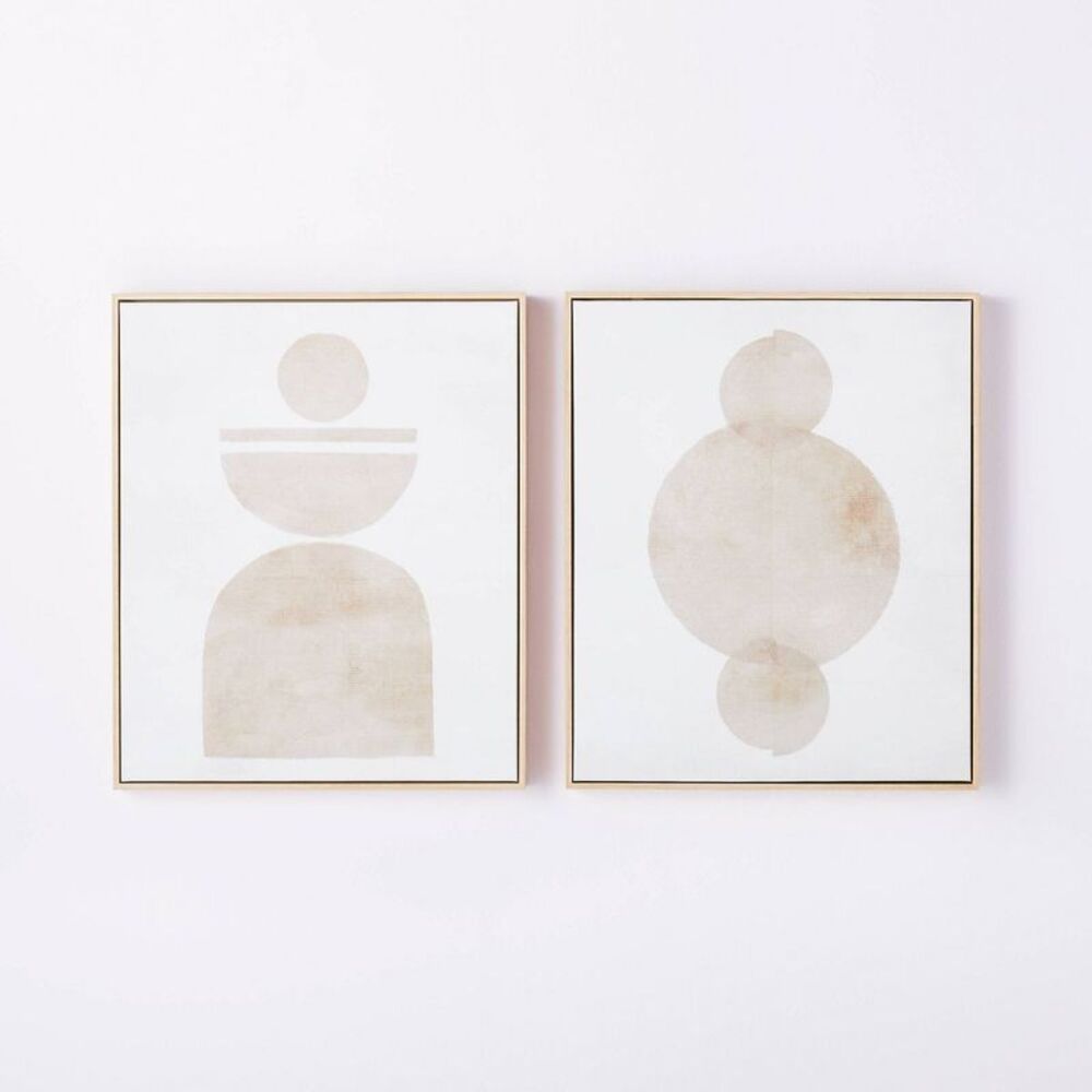 (Set of 2) 20" x 24" Abstract Shapes Framed Canvas Brown